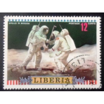 Selo postal da Libéria de 1972 Astronaut Apollo 16