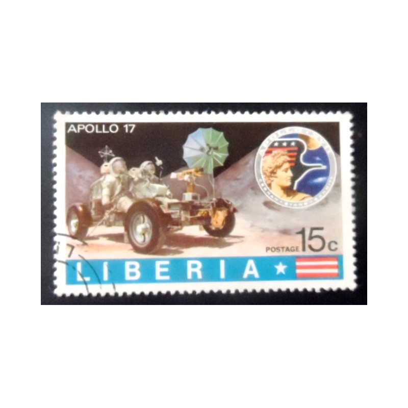 Selo postal da Libéria de 1973 Moon ride