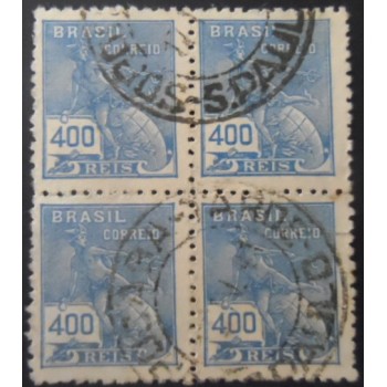 Quadra de selos postais do Brasil 1939 Mercúrio e Globo 400 U