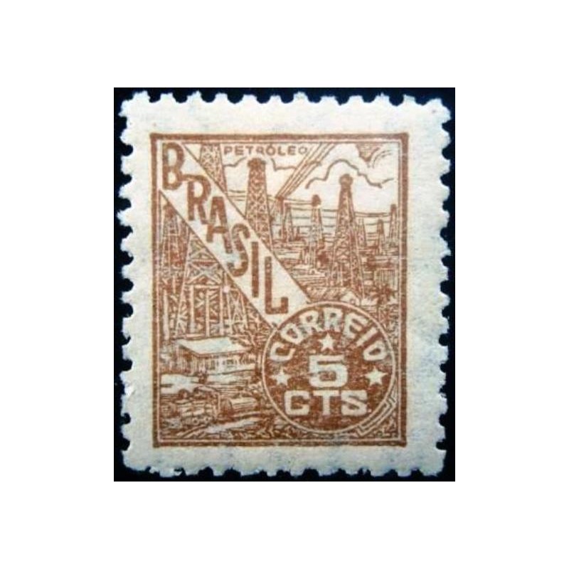 Selo postal do Brasil de 1946 Petróleo 5 N