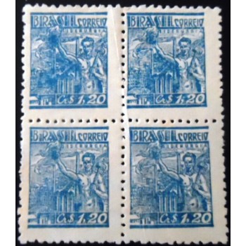 Quadra de selos postais do Brasil de 1946 Siderurgia 1,20