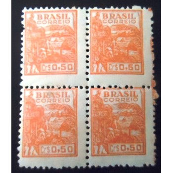 Quadra de selos postais do Brasil de 1946 Trigo 50 M