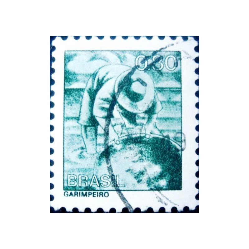 Selo postal do Brasil de 1977 Garimpeiro U