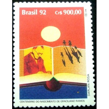 Selo postal do Brasil de 1992 Graciliano Ramos M