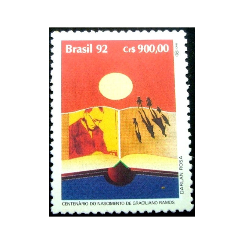 Selo postal do Brasil de 1992 Graciliano Ramos M