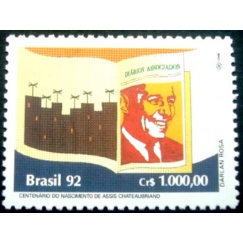 Selo postal do Brasil de 1992 - Assis Chateaubriand M