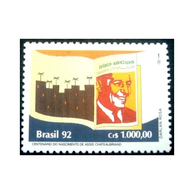 Selo postal do Brasil de 1992 - Assis Chateaubriand M