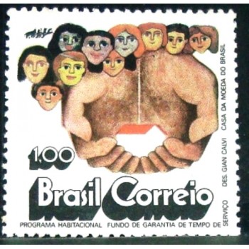 Selo postal do Brasil de 1972 Programa Habitacional M