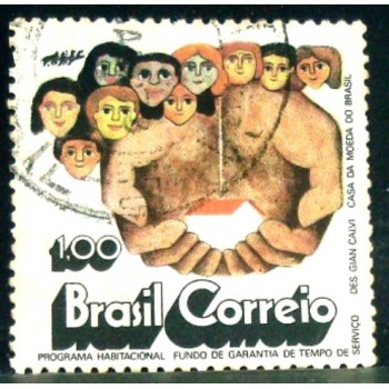 Imagem similar à do selo postal do Brasil de 1972 Programa Habitacional U