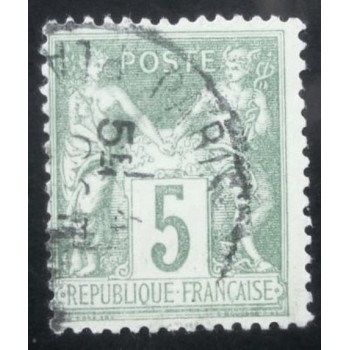 Imagem similar à do selo postal da França 1876 Peace and commerce Type Sage 5 sev