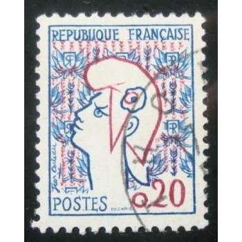 Imagem similar à do selo postal da França de 1961 Marianne: Jean Cocteau