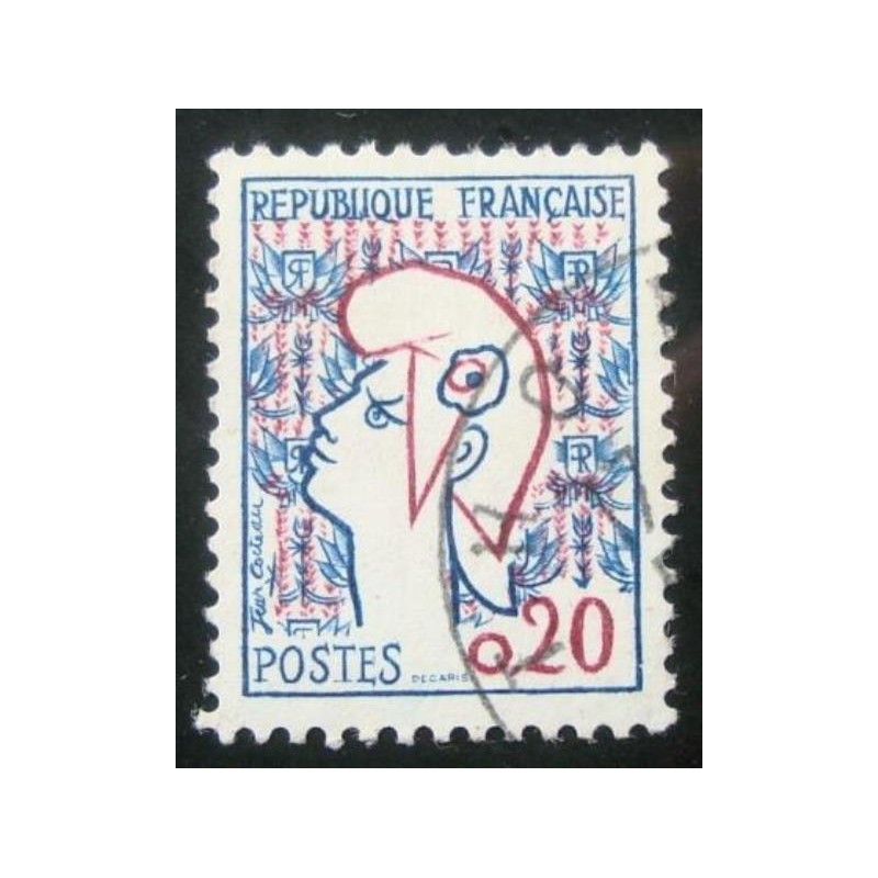 Imagem similar à do selo postal da França de 1961 Marianne: Jean Cocteau