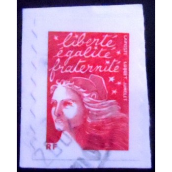 Imagem do selo postal da França de 1997 Marianne type Luquet