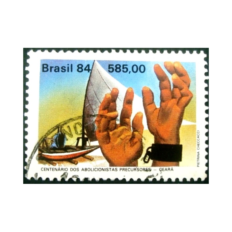 Imagem similar à do selo postal do Brasil de 1984 Abolicionistas Ceará N