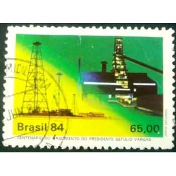 Imagem similar à do selo postal  do Brasil de 1984 Petróleo U