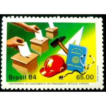 Selo postal do Brasil de 1984 Urna Eleitoral M