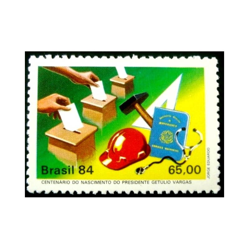 Selo postal do Brasil de 1984 Urna Eleitoral M