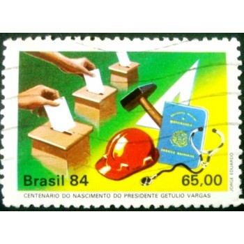 Imagem similar à do selo postal do Brasil de 1984 Urna Eleitoral U