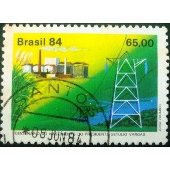 Selo postal do Brasil de 1984 Usina  U