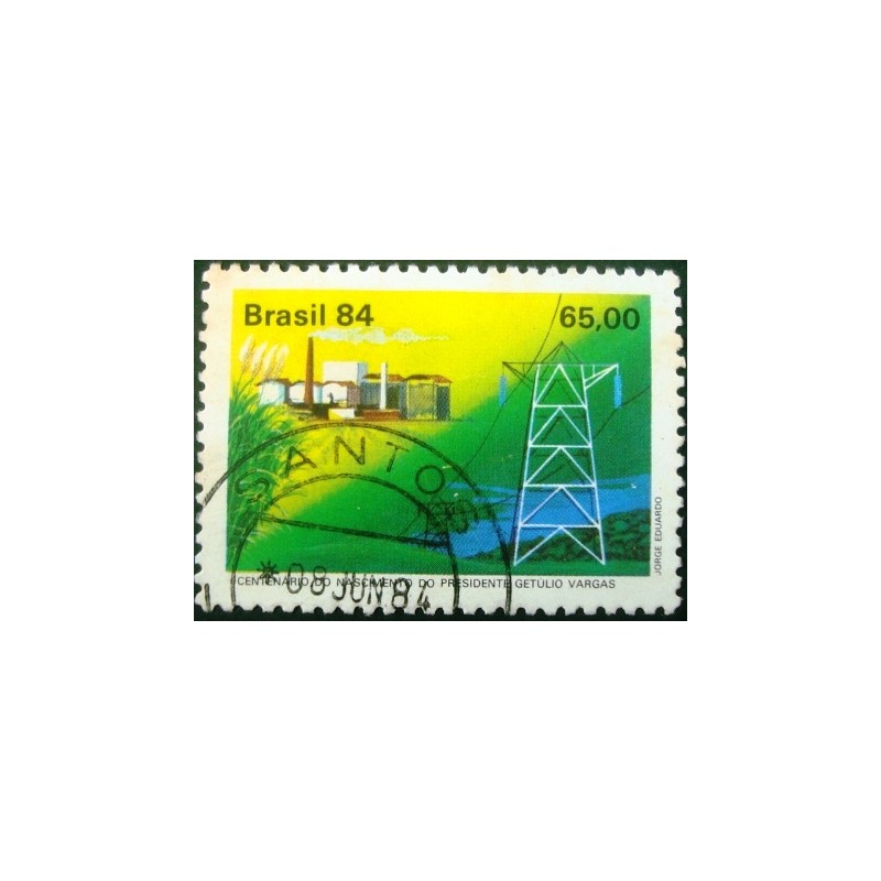 Selo postal do Brasil de 1984 Usina  U