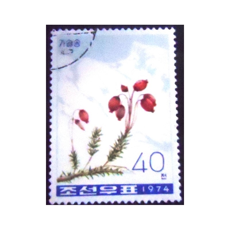 Imagem do Selo postal da Coréia do Norte de 1974 Purple mountain heather