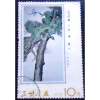 Imagem do Selo postal da Coréia do Norte de 1975 Pine Tree