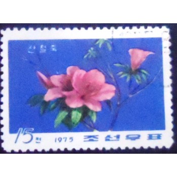 Imagem do Selo postal da Coréia do Norte de 1975 Mountain rhododendron.