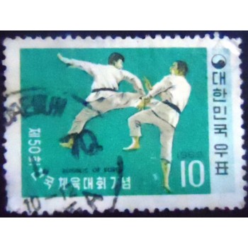 Imagem do Selo postal da Coréia do Sul de 1969 Karate