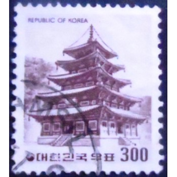 imagem do Selo postal da Coréia do Sul de 1977 Pobjusa Temple