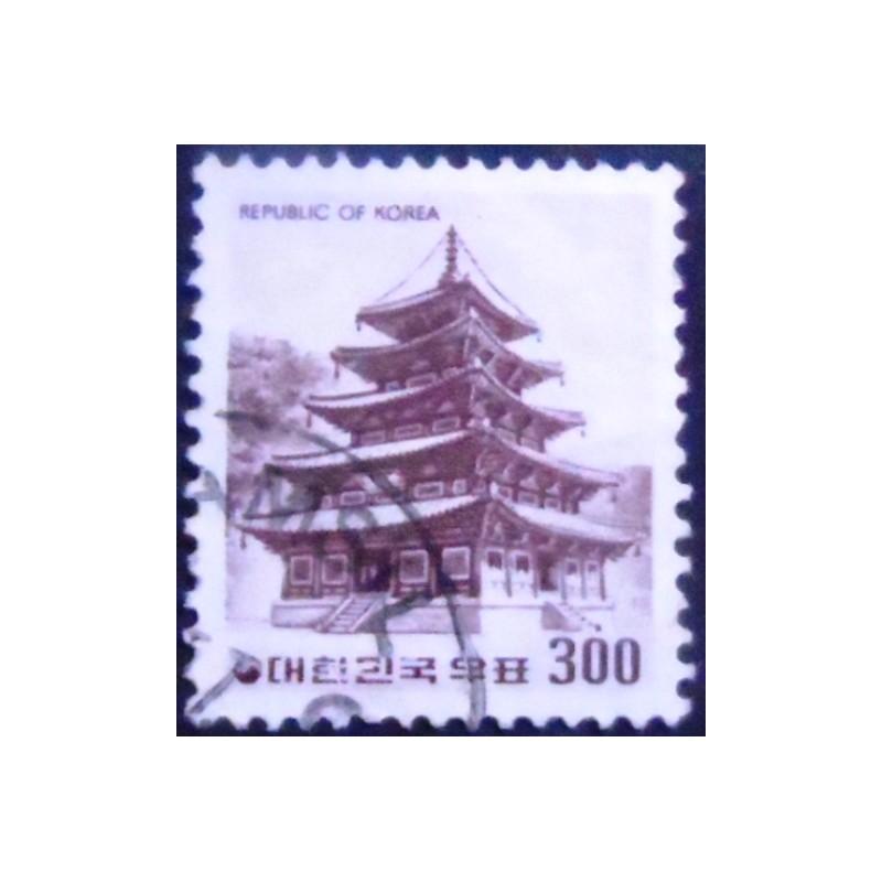 imagem do Selo postal da Coréia do Sul de 1977 Pobjusa Temple
