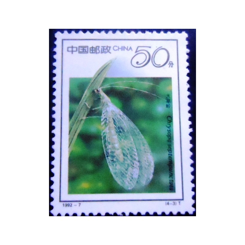 Imagem do Selo postal da China de 1992 Common Green Lacewing