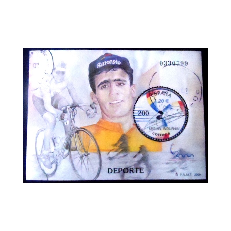 Imagem do Bloco postal da Espanha de 2000 Miguel Indurain