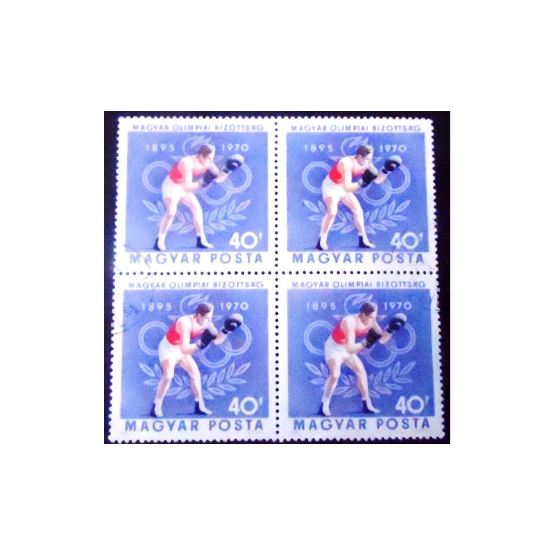 Imagem da Quadra de selos postais da Hungria de 1970 Boxing