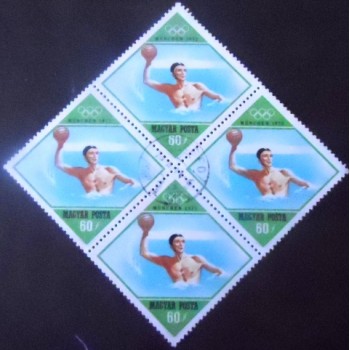 Imagem da Quadra de selos da Hungria de 1972 Water-polo