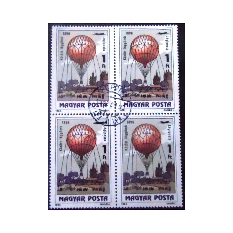 Imagem da Quadra de selos da Hungria de 1983 Kite Balloon 1896
