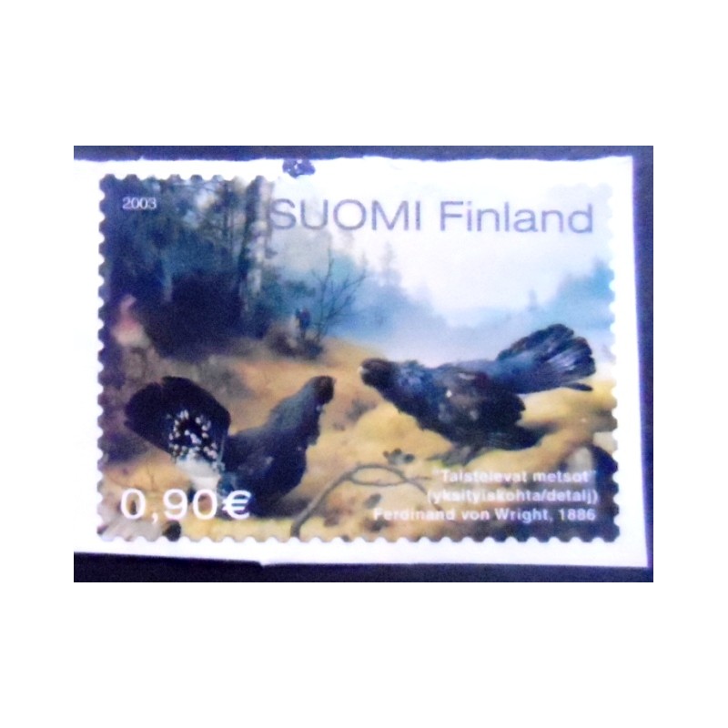 Imagem do Selo postal da Finlândia de 2003 The fighting Wood Grouses