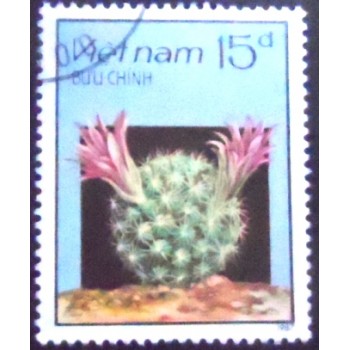 Imagem do Selo postal do Vietnam de 1987 Flowering Cactus