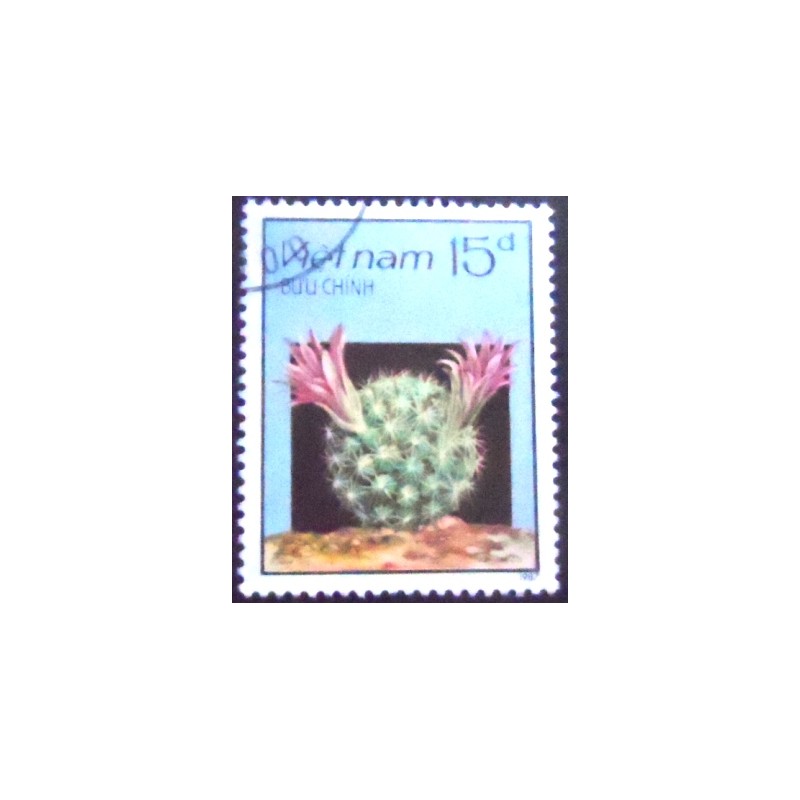 Imagem do Selo postal do Vietnam de 1987 Flowering Cactus