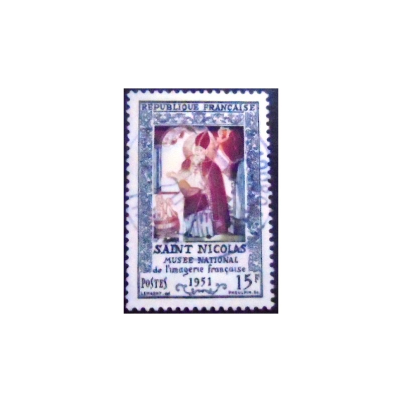 Imagem do Selo postal da França de 1951 Saint Nicolas