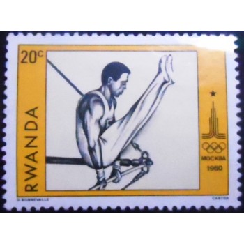 Imagem do Selo postal da Ruanda de 1980 Gymnastics