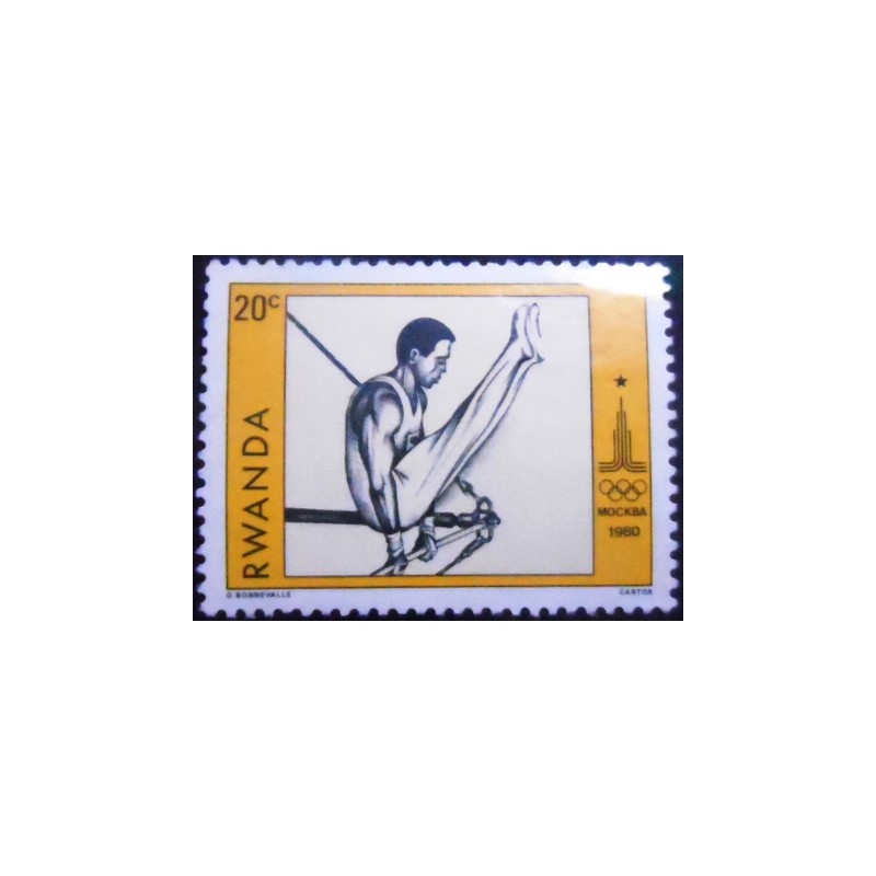 Imagem do Selo postal da Ruanda de 1980 Gymnastics