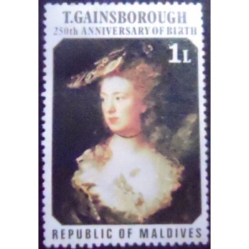 Imagem do Selo postal das Maldivas de 1977 Thomas Gainsborough`s Daughter Mary