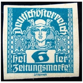 Imagem do Selo postal da Áustria de 1920 Mercury 6