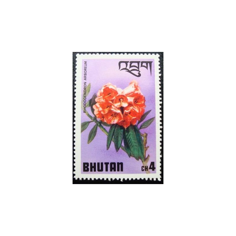 Imagem do Selo postal do Buthão de 1976 Rhododendron Arboreum