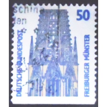 Imagem do Selo postal da Alemanha de 1989 Tower of Freiburg Cathedral