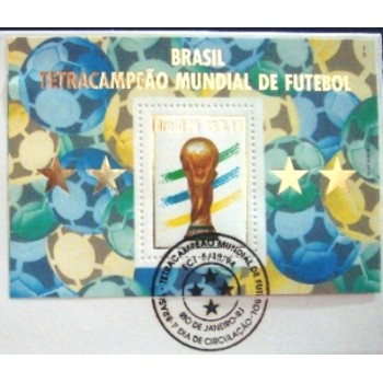 FDC Oficial Nº 635 de 1994 Brasil Tetracampeão detalhe
