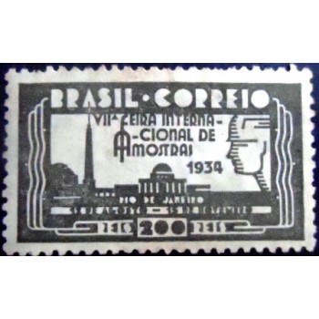 Imagem do Selo postal do Brasil de 1934 Feira Amostras 200