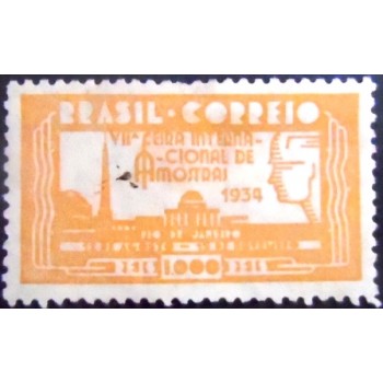 Imagem do Selo postal do Brasil de 1934 Feira Amostras 1000 N