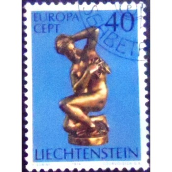 Imagem do Selo postal de Liechtenstein de 1974 Kneeling Venus