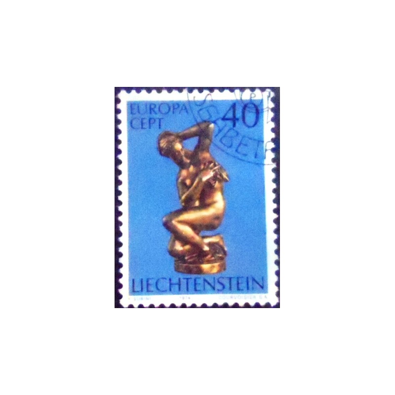 Imagem do Selo postal de Liechtenstein de 1974 Kneeling Venus